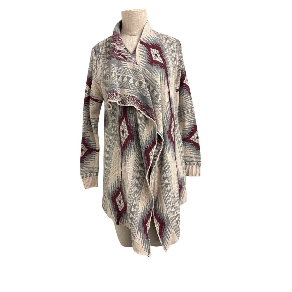 Charlotte Russe Southwestern-Inspired Open Front Cardigan Sweater